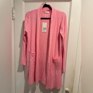 Elegant Pink Open Front Cardigan